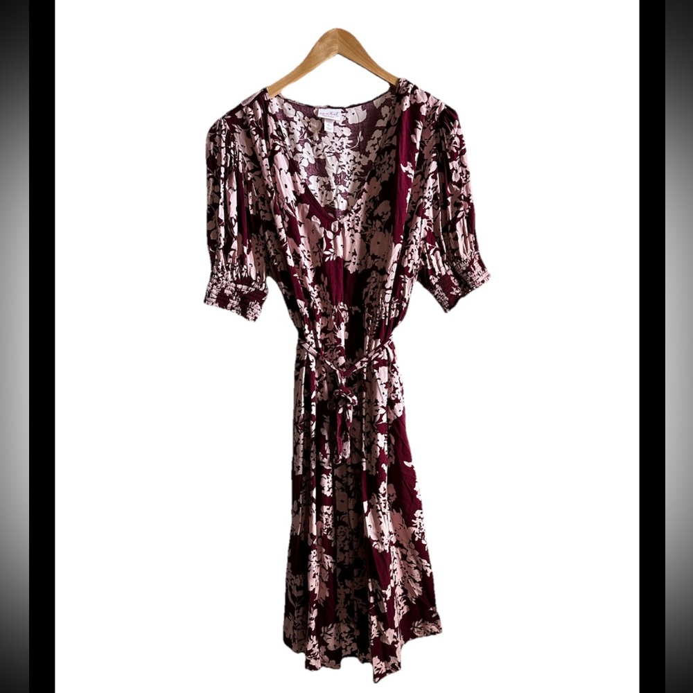 Isabel Maternity by Ingrid & Isabel Burgundy Floral Midi Dress